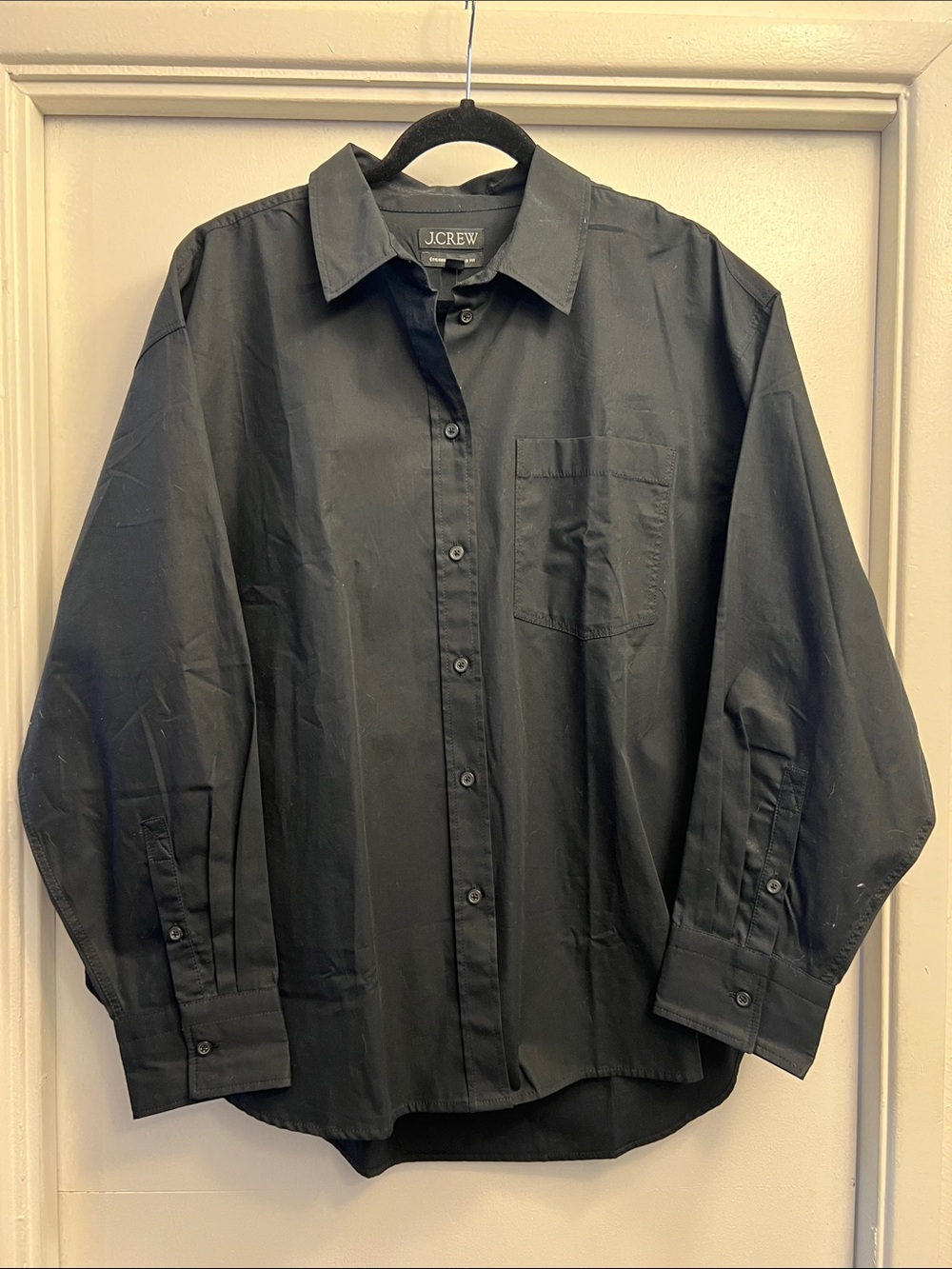 J.Crew Black Cotton Poplin Étienne Shirt Size Large NWT